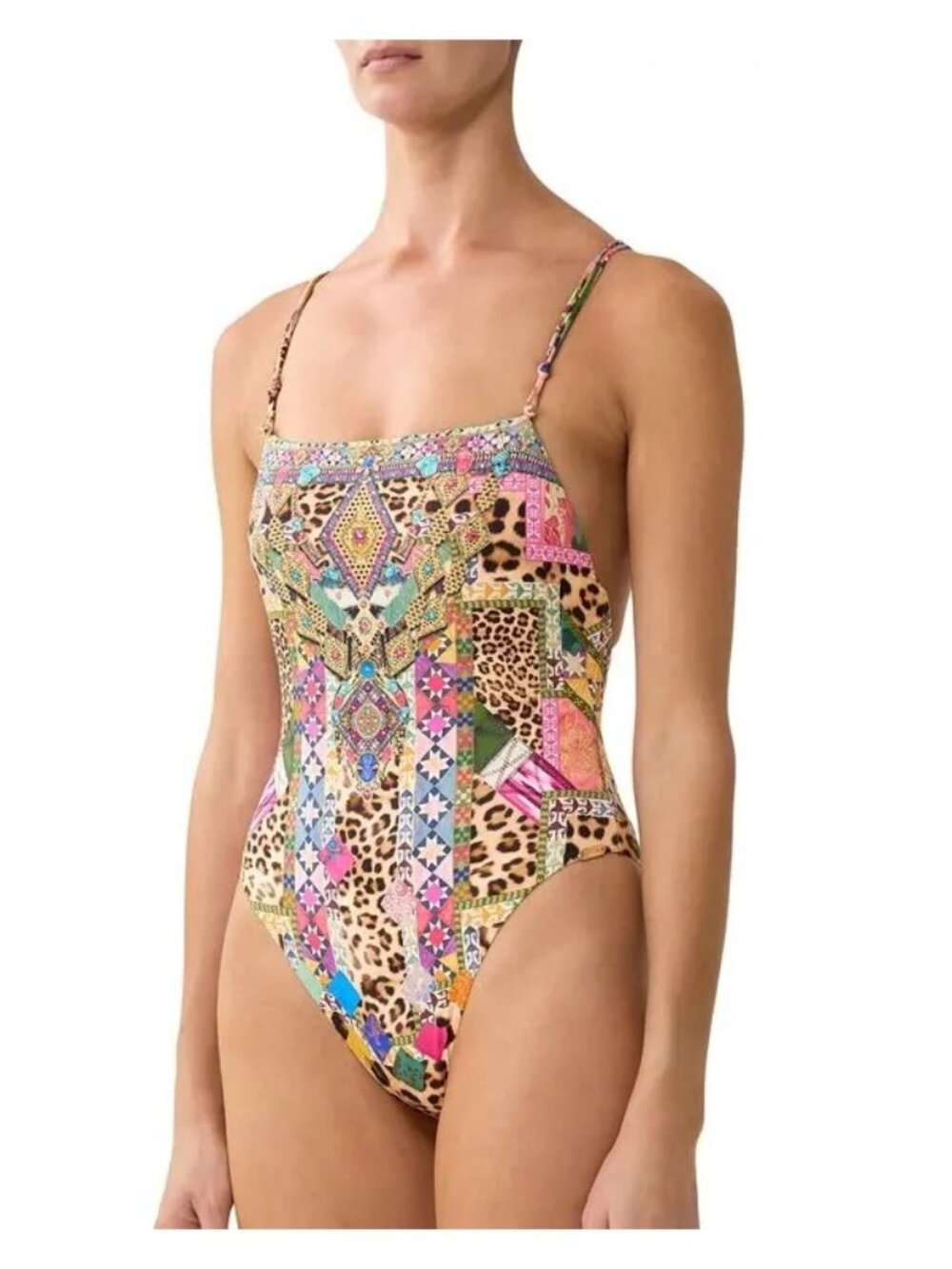 NWT Camilla Straight Neck Double Strap One Piece Swimsuit Embrever Size Small - Picture 2 of 16